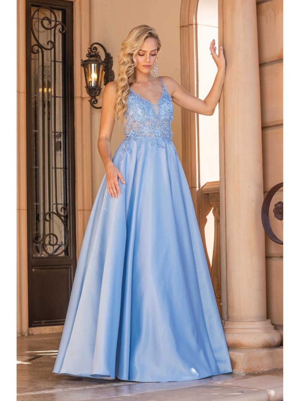 NEW BAHAMA-BLUE Evening Gown Floor Length Formal Elegant Stunning 4326